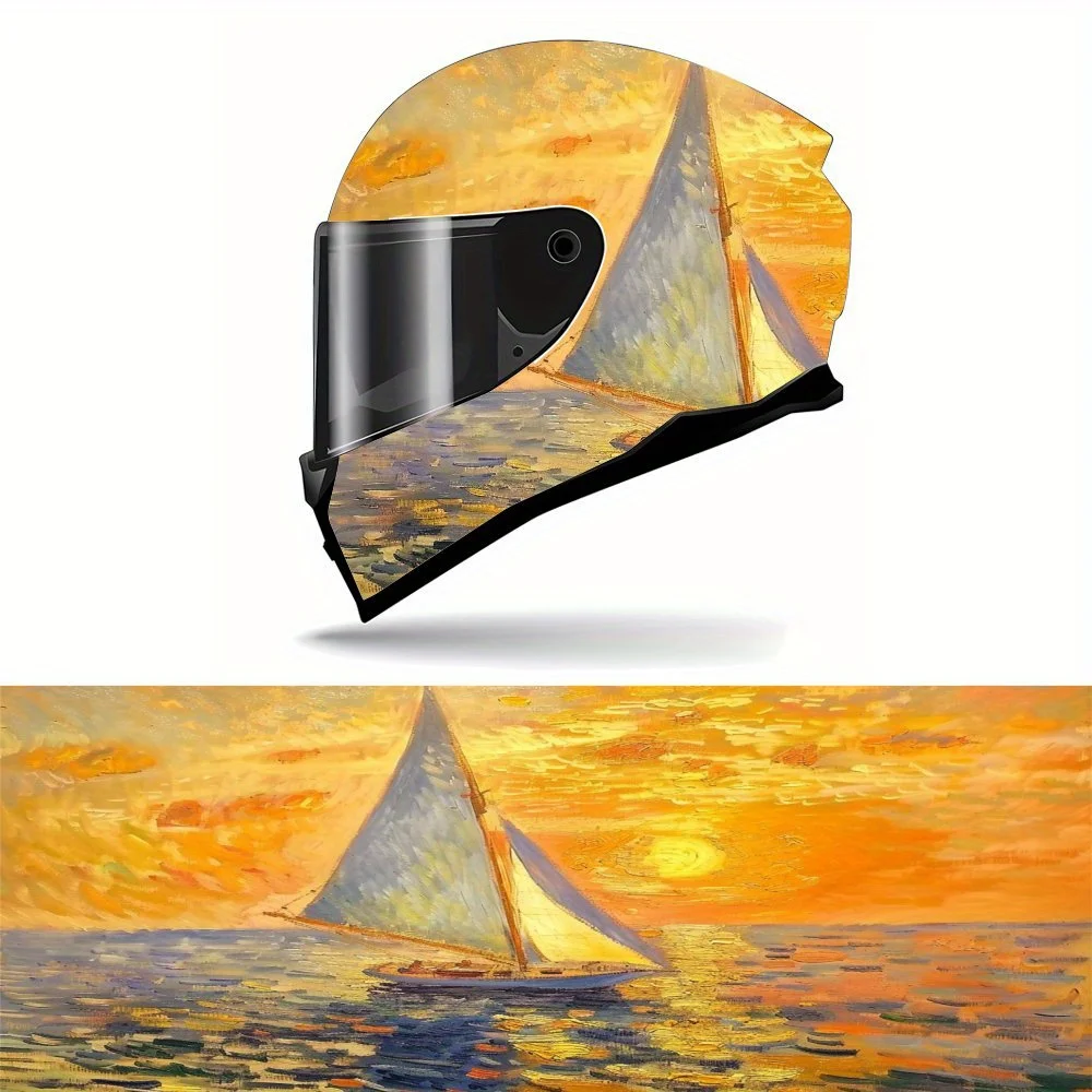 Tema náutico en la luz brillante del mar, pegatina para casco de motocicleta, PVC duradero, pegatina estética para carreras de motos