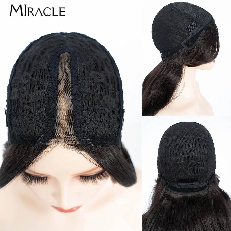 MIRACLE Wig sintetis renda depan 28 inci, Wig renda serat ombak badan untuk Cosplay wanita, rambut palsu tahan panas pirang