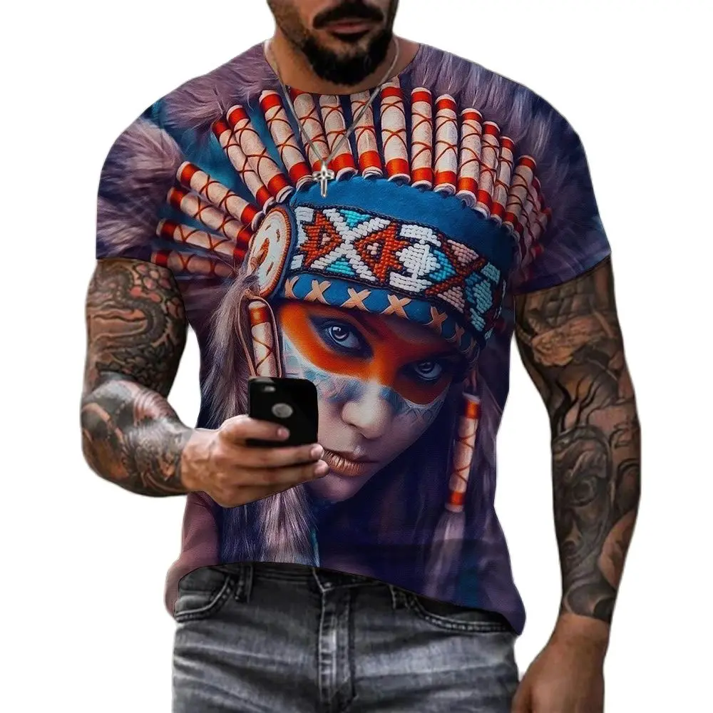 New Indians 3D T Shirt Unisex Summer Fashion Casual O-Neck Short Sleeve Aboriginal Culture Print Men T-shirt Casual Couples Tops