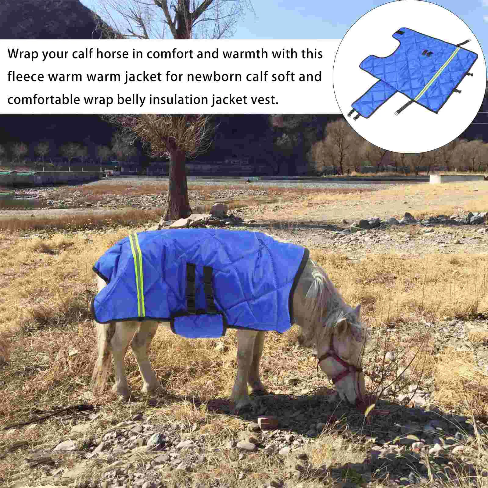 Wodoodporna kamizelka na łydki Sherpa Fleece Blanket Ranch Supplies Goat Calves Warm Clothes Blue