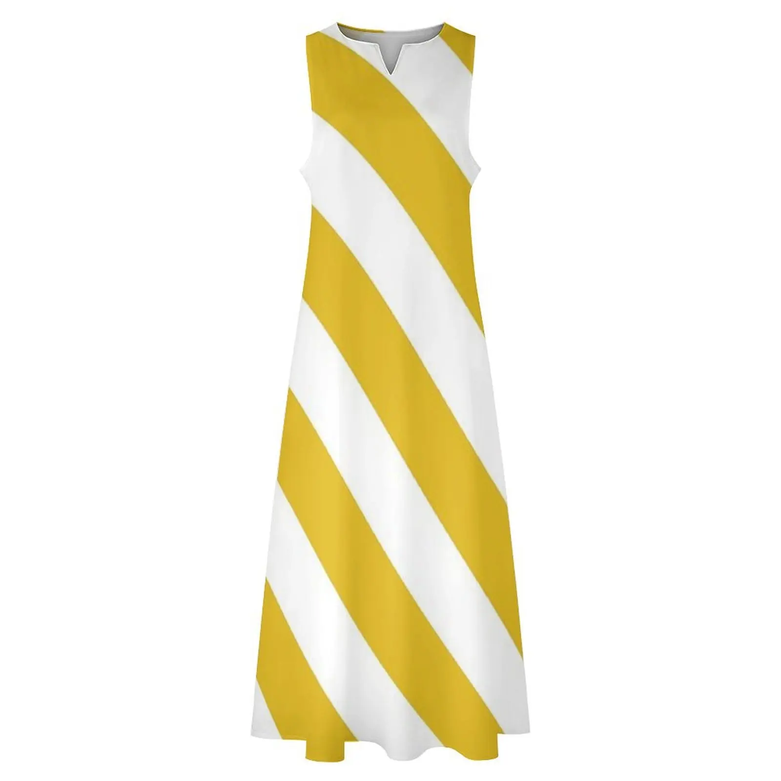 머스타드 옐로우 대각선 스트라이프 롱 드레스 여름옷 여름 드레스 여성 2025 여성 이브닝 드레스