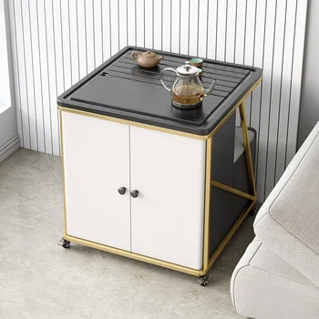 Mobile Kung Fu tea table, household multifunctional small side table, intelligent balcony tea cart