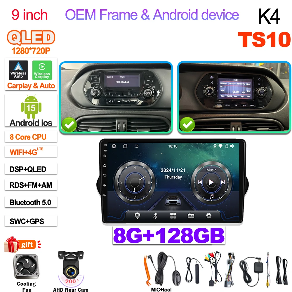 Android 15 Voor Fiat Tipo Egea 2015-2023 2din Head Unit Carplay Auto Radio Multimedia Speler GPS Stereo GEEN 2DIN DVD Wifi 5G
