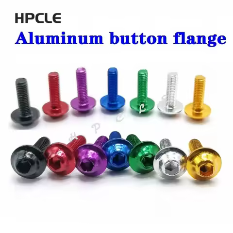 10pcs M5 M6 aluminum colourful Half Round Button Flange Head With Washer Inner Hex Socket Allen Screws Bolt