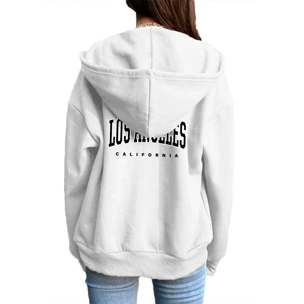 Womens Sweatshirt Printing Casual Versatile Coat Zipper Cardigan Fashion Hoodie Fitness Sport Jogging Lady Top Street Clothing