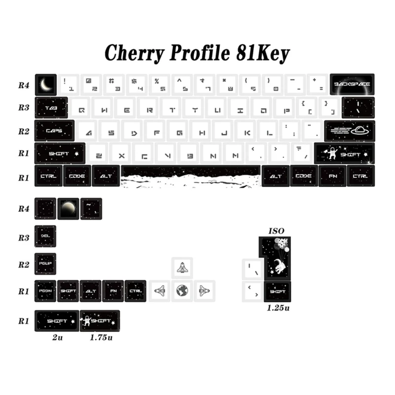 

81Key Keycaps Cherry For Gaming Mechanical Keyboard Keycaps Replaces