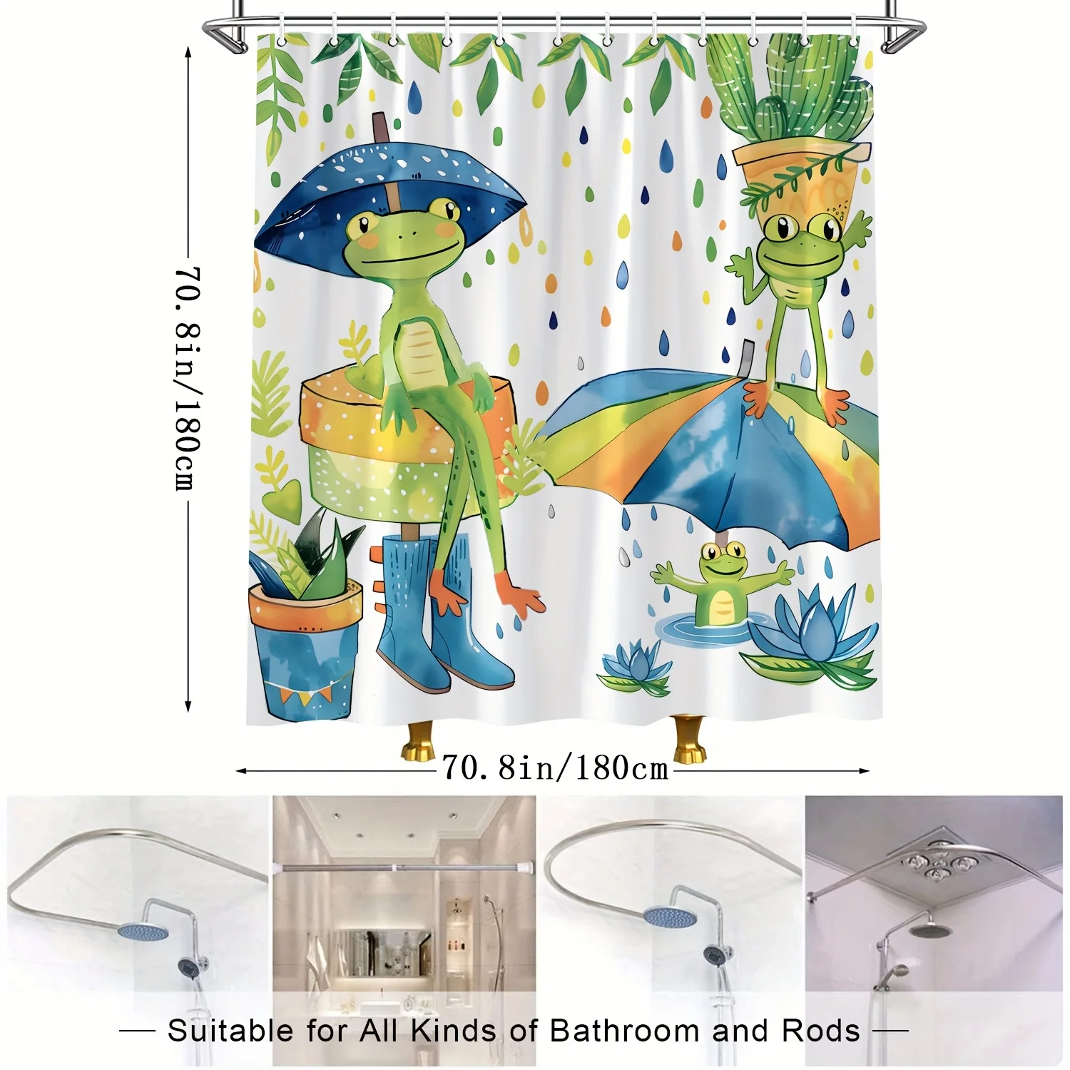 Rainy umbrella shower curtain - Colorful and unique wall hanging decorations for living rooms and bedrooms - cheerful