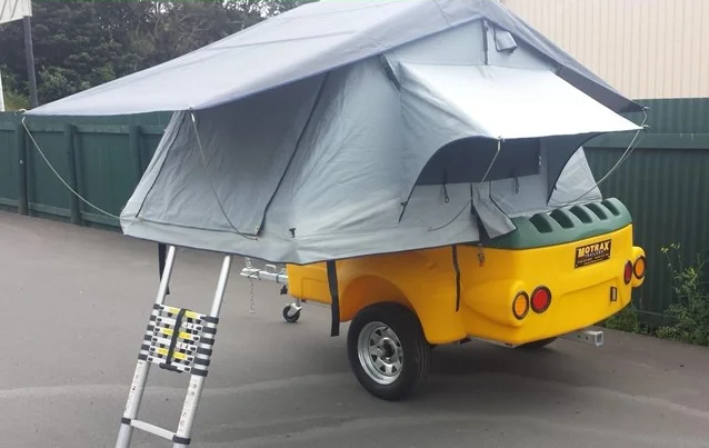 Pop up tent Mini Camper Trailer Pull Behind Motorcycle Trailers Travel Tool Box Plastic Trailer with bicycle carrier