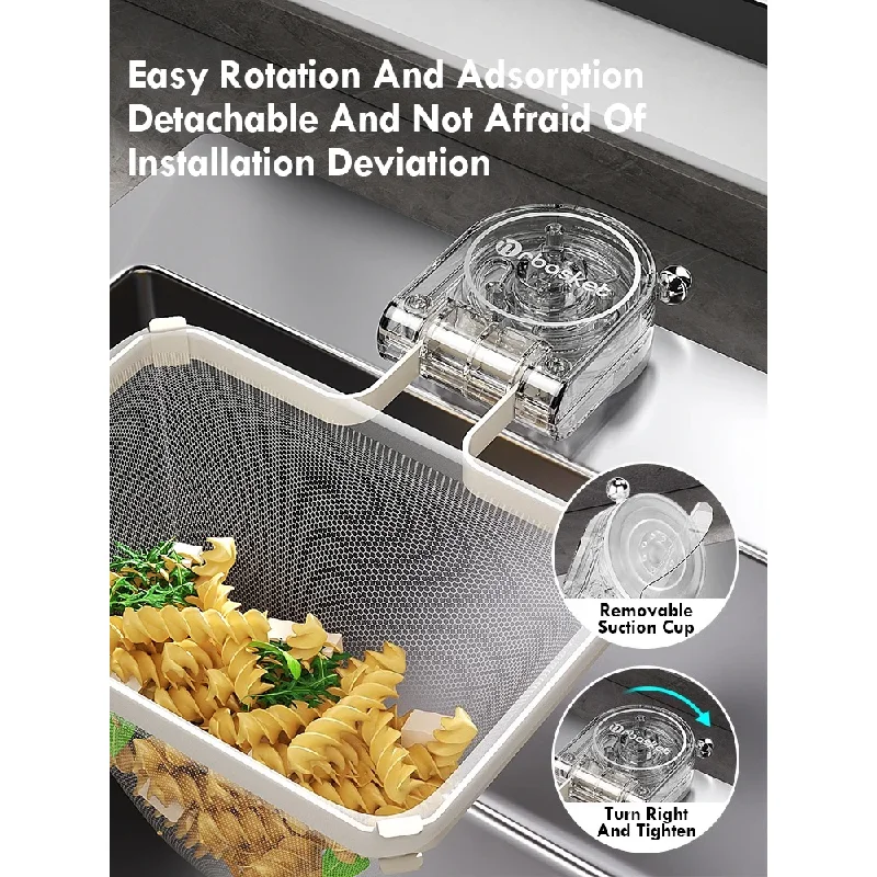 Kitchen Sink Strainer Basket Suction Cup Drain Rack Foldable Corner Iron Filter Home Strong Load-Bearing Upright Food Waste Tool