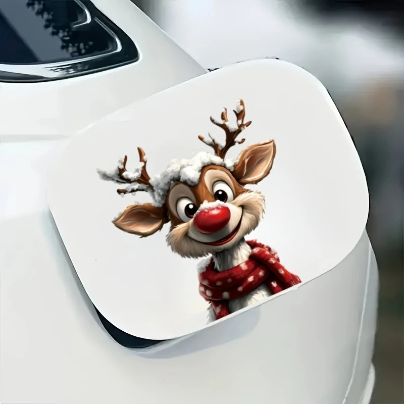 

1pc Christmas Reindeer Car Stickers Waterproof for Car Body Windows Trunks Motorcycle Refrigerator Door Universal Vinyl Decals