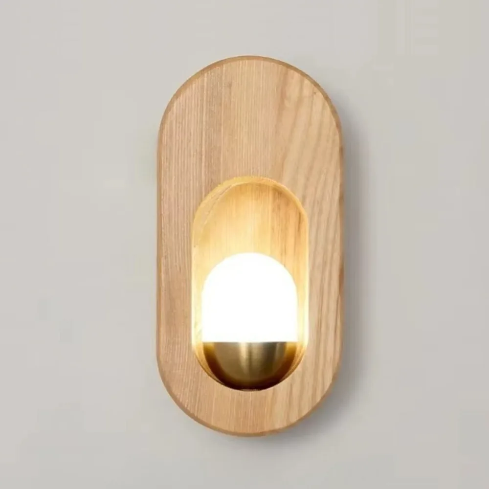 

Japanese Style Log Wall Lamp Simple Modern Solid Wood Wall Lamp Nordic Wooden Master Bedroom Bedside Hallway Lamp