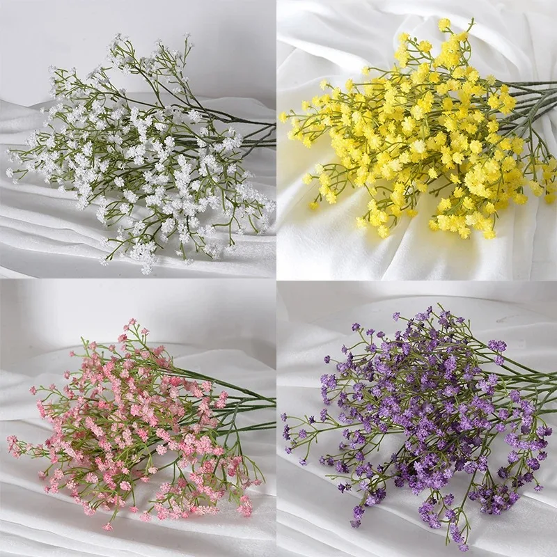 108 głowic 63 cm Dzieci Oddychanie Sztuczne kwiaty Plastikowe Gypsophila DIY Bukiety kwiatowe do ręcznie robionej dekoracji domu na wesele