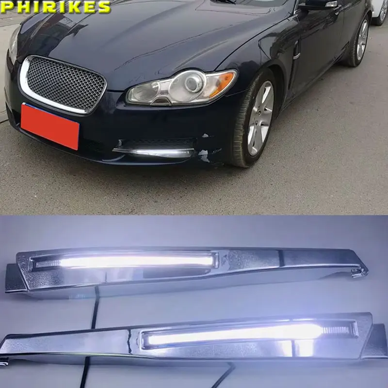

1 пара автомобильных 12 В белых светодиодных дневных ходовых огней DIY противотуманные фары Drl лампа с жгутом для Jaguar XF 2008 2009 2010 Стайлинг