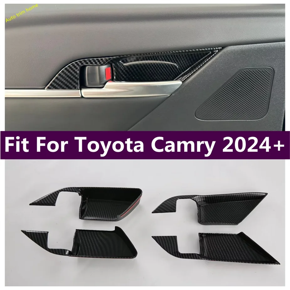 

Inner Door Pull Doorknob Handle Catch Bowl Decoration Cover Trim Carbon Fiber Look Car Accessories For Toyota Camry 2024 2025