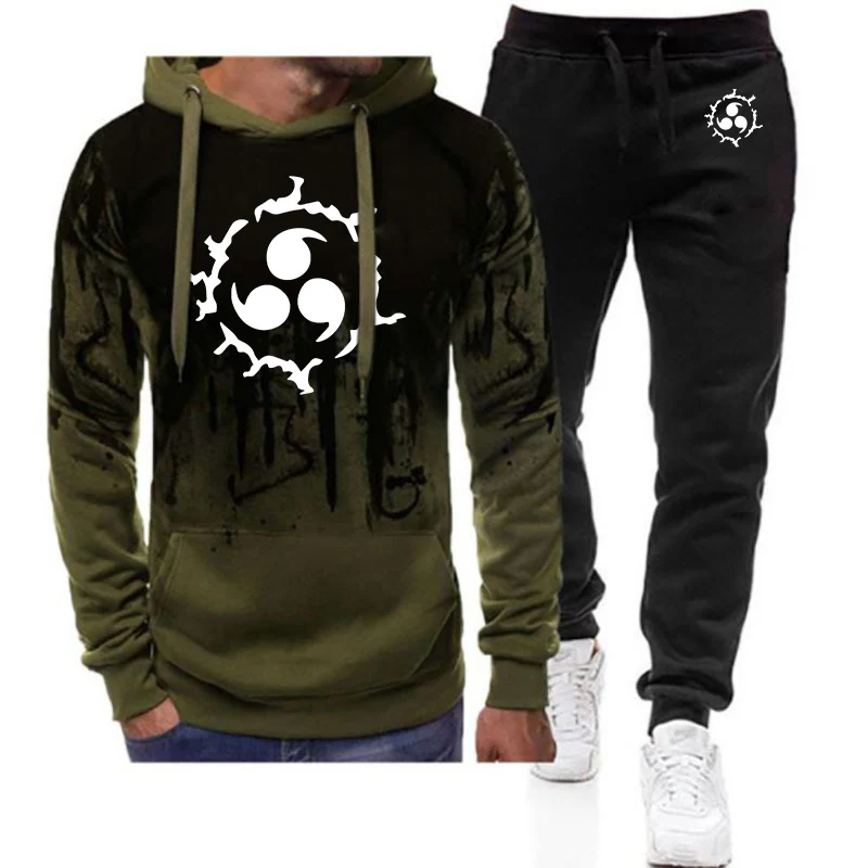 

2026 NARUTO Spring And Autumn Men's Sharingan Uchiha Sasuke Itachi Logo Print Personality Fashion Hoodies Pants Suits