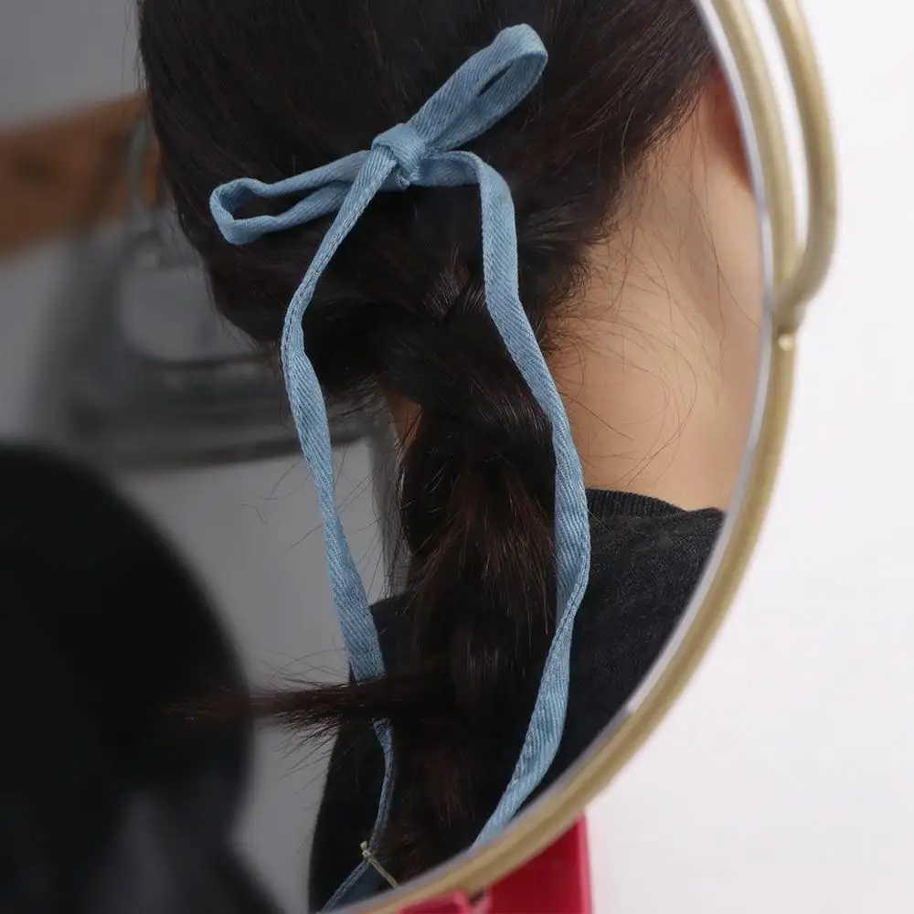 Cute Long Tassel Denim Bow Hair Clip Y2k Barrettes Bowknot Duck Beak Clip Cloth Hair Band Bowknot Ribbon Hair Clip Girl