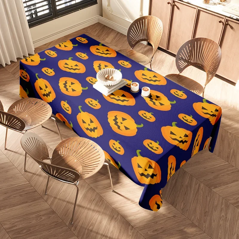 مفرش طاولة بطابع الهالوين بنمط اليقطين لطاولات الطعام في المطبخ وإكسسوارات زينة الهالوين ومهرجان الخريف والمنزل #2