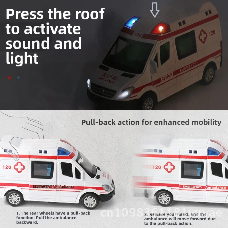 Legering politieautomodel met meerdere deuren en geluid en licht Simulatie voor kinderen Reddingsspeelgoedautoornament Trekfunctie aan