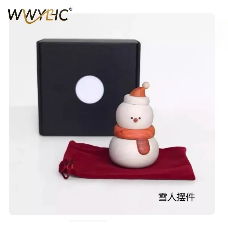 Suitable for Snowman Solid Wood Cute Healing Tabletop Ornament Car Christmas Snow Gift for Friends and Girlfriends