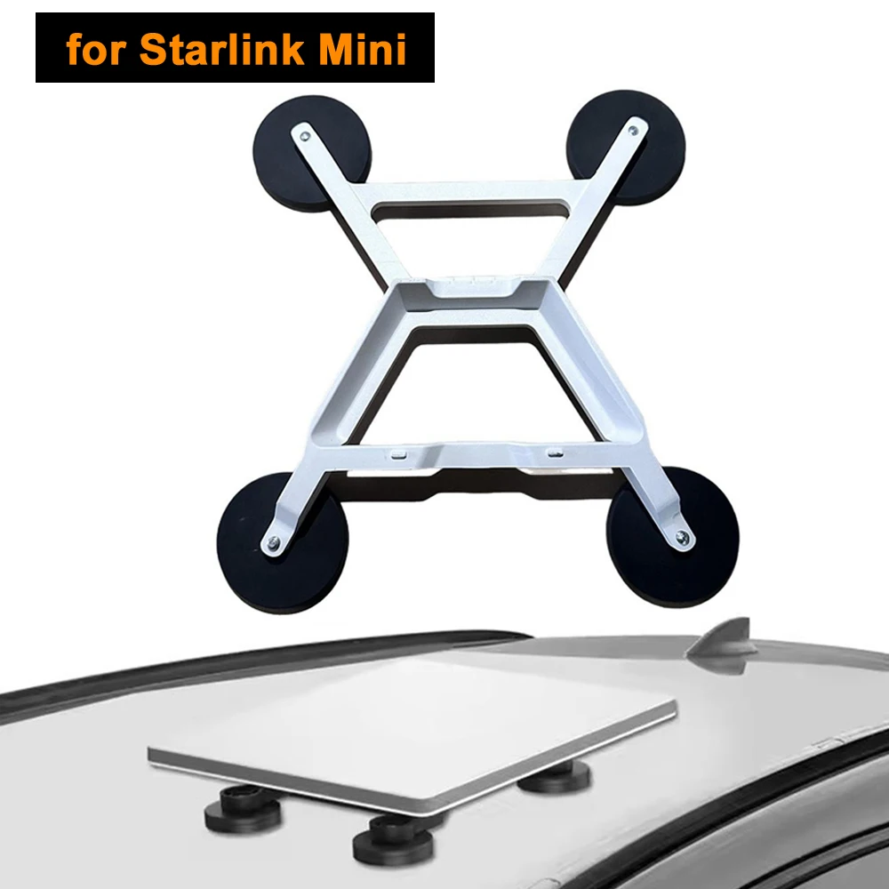 

For Starlink Mini Stand Suction Cup + Magnet Double Safety Fixed Bracket for Car Windows and Roofs Aluminum Alloy Holder