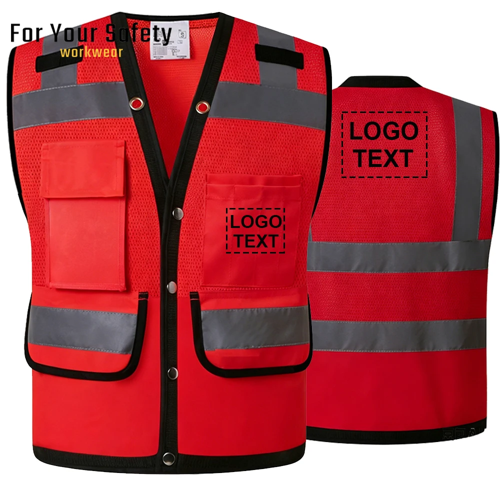 Mesh Work Vests for Construction Logo Printing Text and Logo Personalized Clothes Company Logo Design Customization