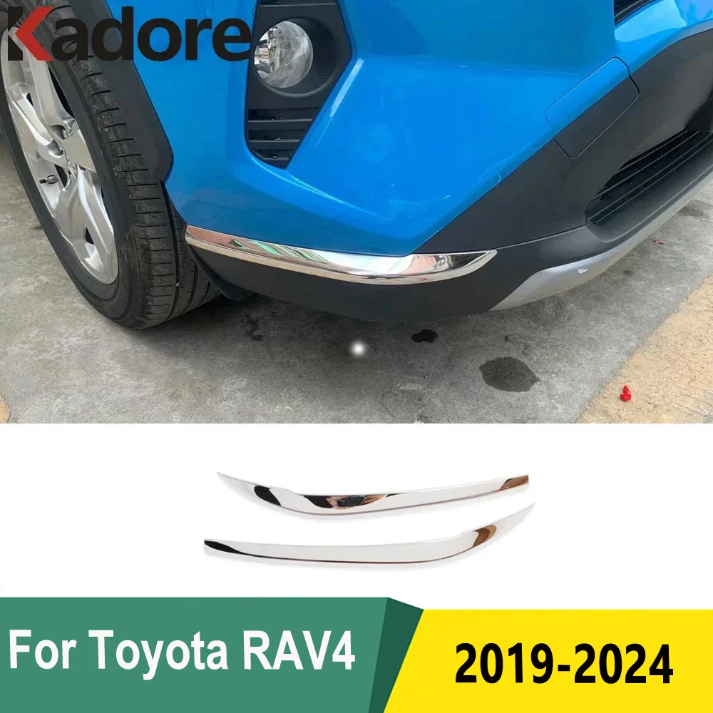 Chrome Frente Amortecedor Traseiro Grille Molding Cover, Acessórios Exteriores, Guarnição Decoração, Toyota RAV4 RAV 4 2019-2022 2023 2024