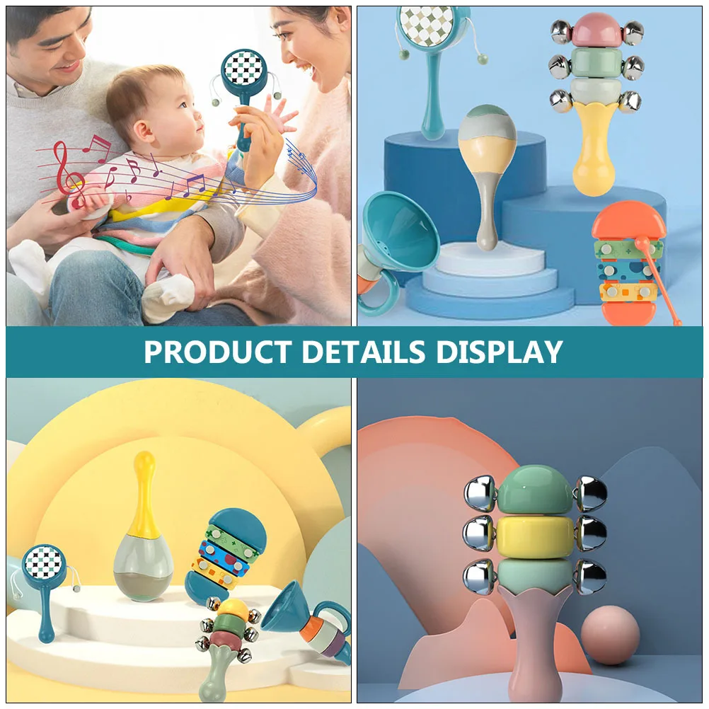 ชุดกระดิ่งมือจับหลากสี ของเล่นกัดสำหรับเด็กทารก ปลอดภัย ของเล่นเสริมพัฒนาการดนตรี ของขวัญสำหรับเด็กอ่อนในโอกาสวันเกิดหรืองานเลี้ยงฉลองทารก