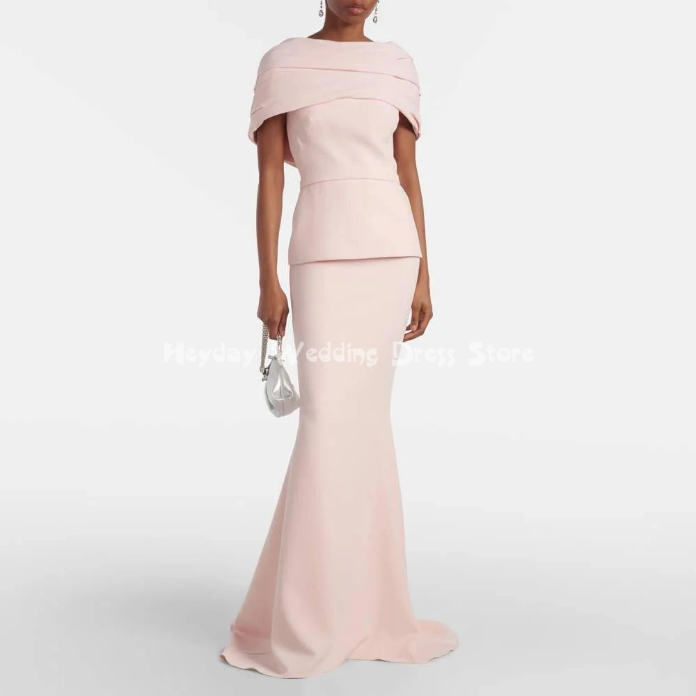 

Heyday Women's Off-the-shoulder Pleats Saudi Evening Dresses With Short Sleeves Mermaid Floor-Length Formal Elegant Dresses 2025