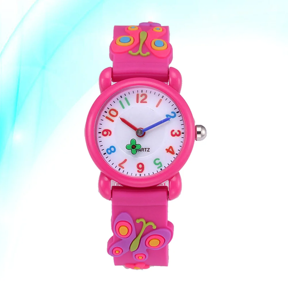 Cuarzo resistente al agua para reloj de pulsera analógico ajustable de dibujos animados 3D reloj rosado reloj de cuarzo
