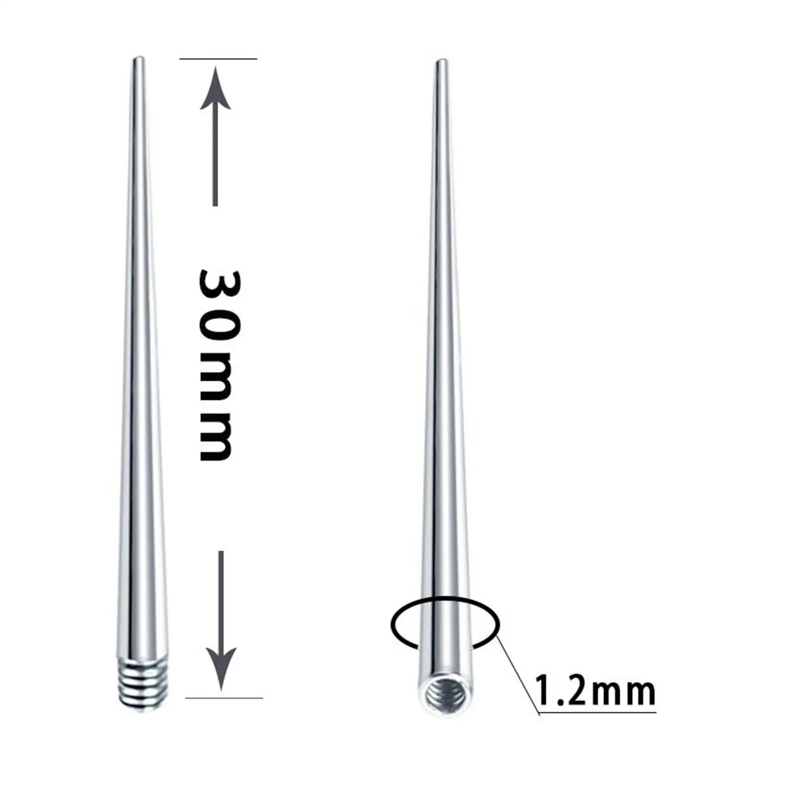 1.2mm Insertion Threaded Taper Stainless Steel Kit Tool for Body Piercing Nose Lip Ears Jewelry Replacement