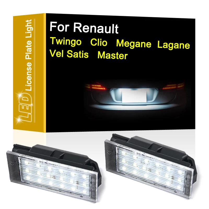 LED Number Plate Lamp For Renault Twingo Clio II/III Megane II/III Lagane Vel Satis Master White License Plate Light Assembly