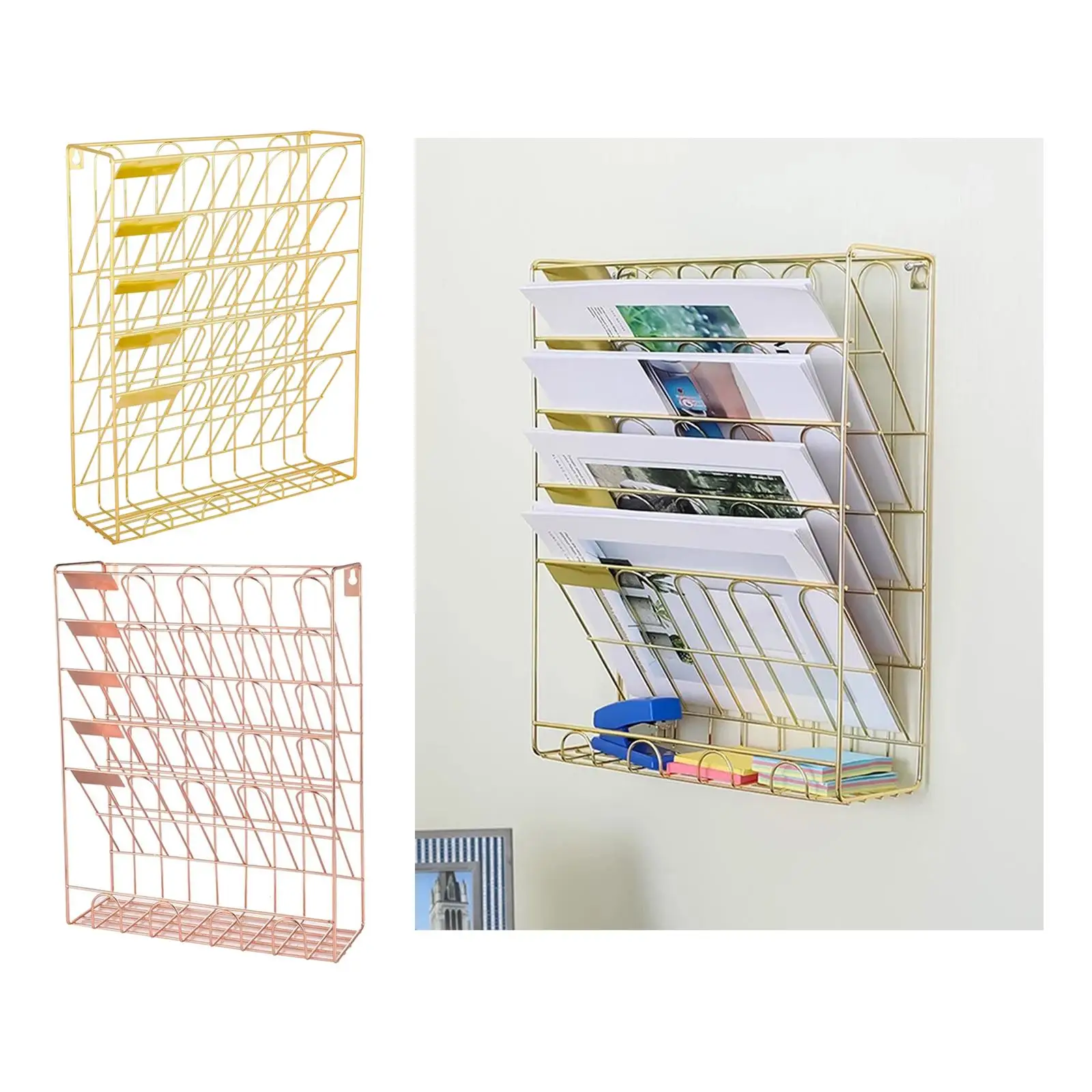 

Iron Mesh Desk Organizer Upright Slots Pen Holder Office Home School Storage
