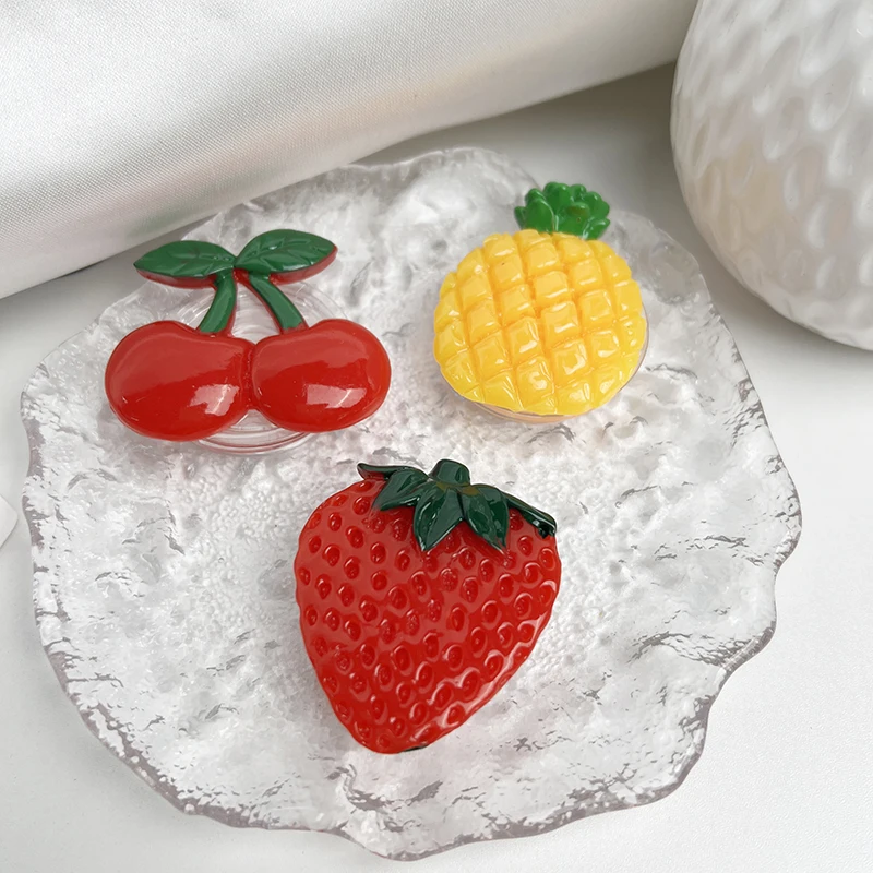 Bonito abacaxi cereja morango adequado para iphone telefone soquete samsung acessórios universais suporte de telefone anel suporte