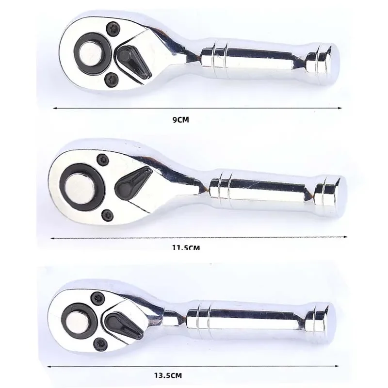 72 Teeth Quick Socket Mini Ratchet Wrench Spanner 1/4 3/8 1/2 Big Medium and Small Fly Two-way Horns Short Handle Repair Tool