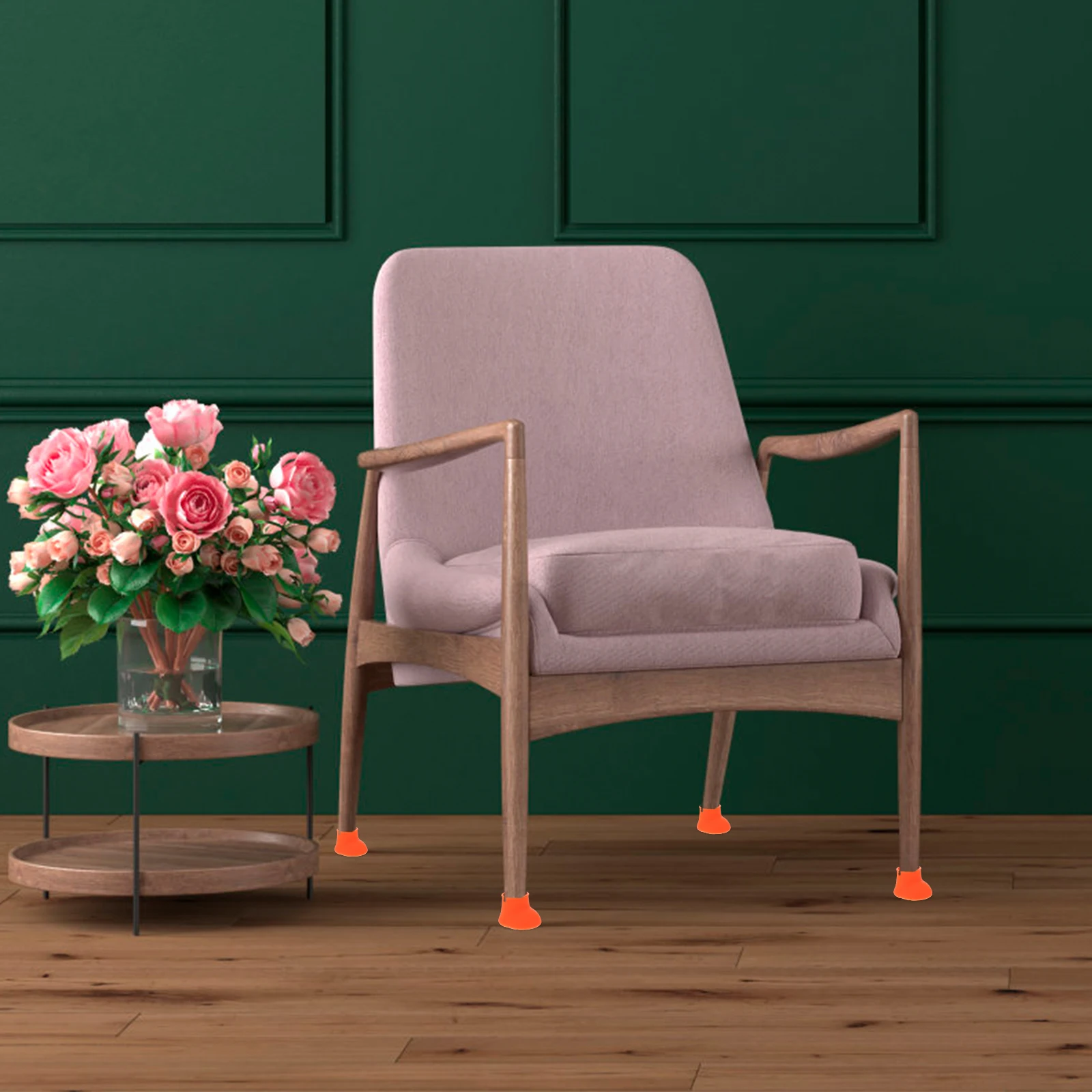 

4 Pcs Anti-slip Chair Leg Guards Silicone Sleeve niture Feet Protectors Orange