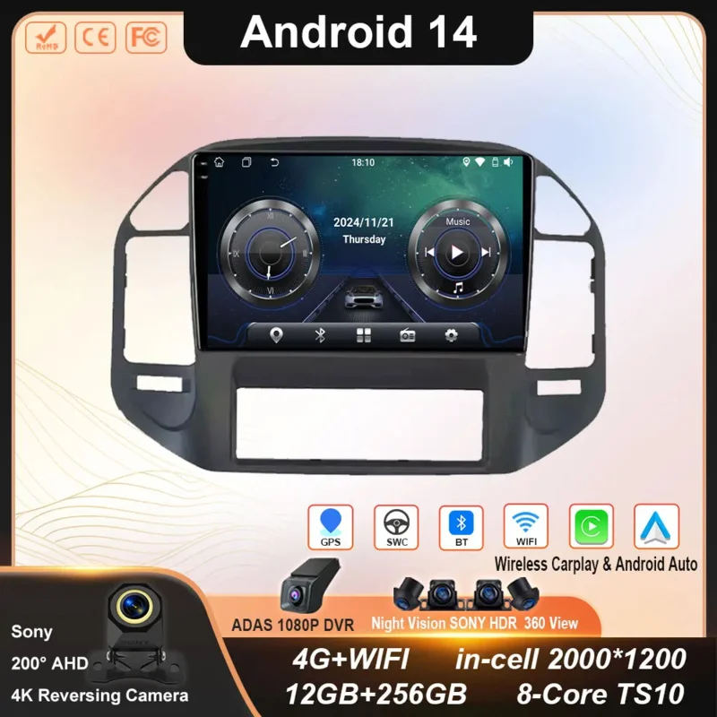 

Android Head Unit For Mitsubishi Pajero 3 V70 V60 1999-2006 Car Auto Radio Carplay Multimedia GPS Navigation WIFI+4G No 2din DVD