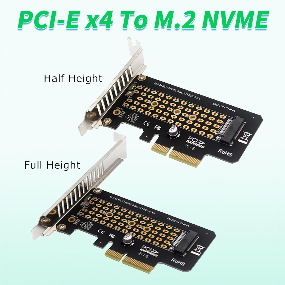 

M.2 M Key NVME SSD TO PCI-E 4.0 3.0 Adapter Card PCIE X4/X8/X16 Riser Extended Expansion Card for 2230/2242/2260/2280 M.2 SSD