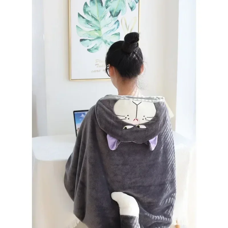 Hot Cartoon Cute Lucifer Hooded Cloak Blanket Student Shawl Padded Warm Nap Cloak