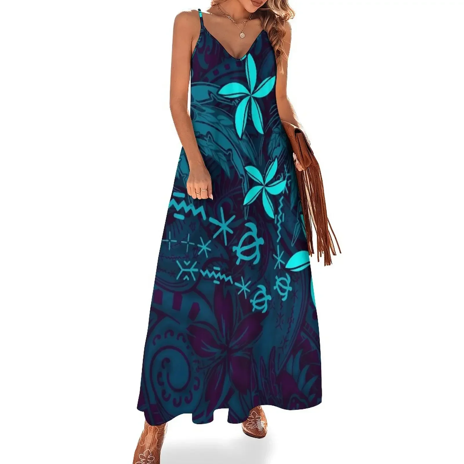 

Polynesian Tribal Tropical Abstract Sleeveless Dress prom dresses Beachwear Summer women's clothing Dress