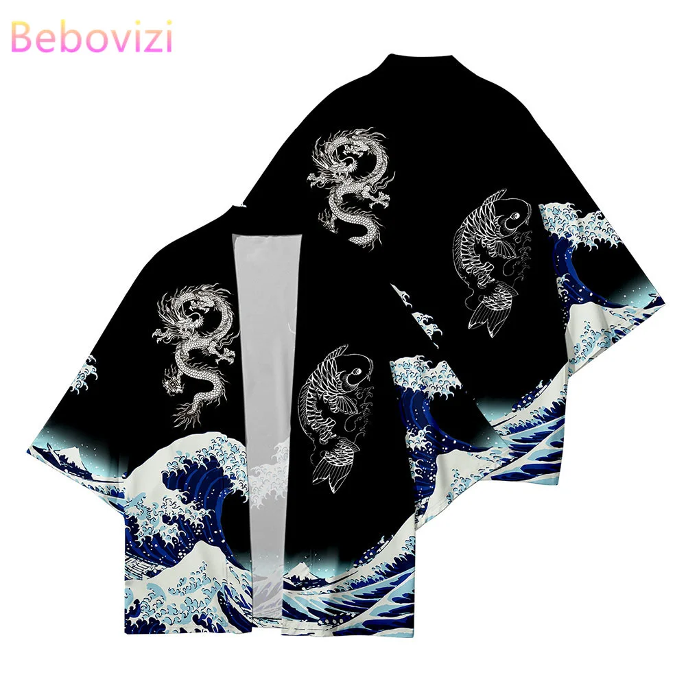 

Plus Size 6XL 5XL 4XL Ukiyo-e Waves Print Loose Japanese Cardigan Women Men Harajuku Kimono Cosplay Tops Blouse Yukata Clothing