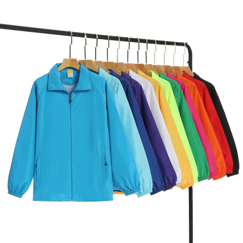 Sports Quick Drying Windbreaker Custom Printed Logo for Men and Women's Zippered Jacket with Personalized Design and Embroidery