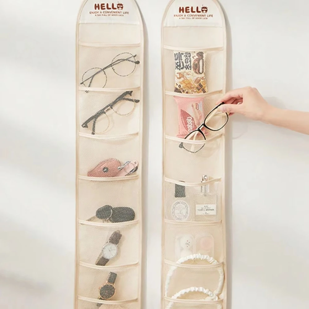 1PC 7-Grid Hanging Storage Bag for Glasses Hair Ties Watches Underwear Socks 85x15.5cm Door Wardrobe Organizer