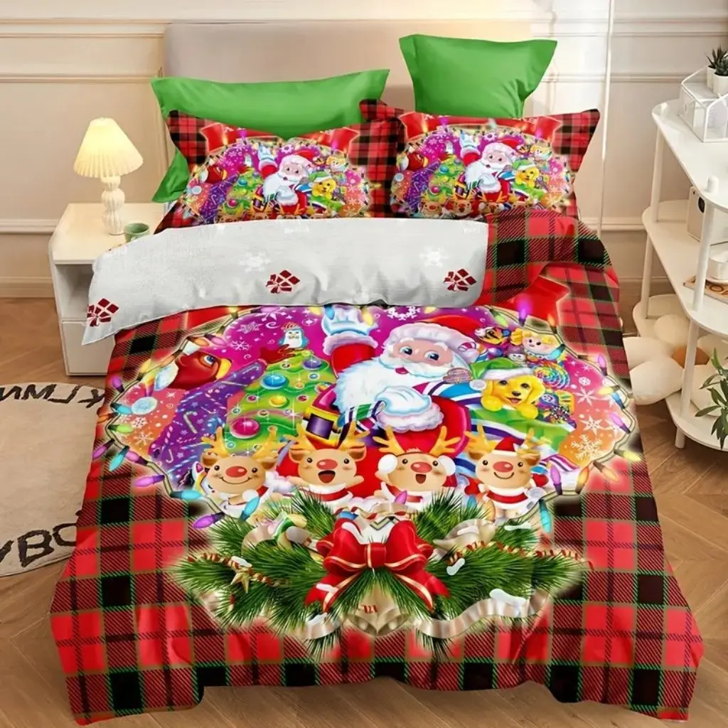 3D Santa Claus Christmas Tree Merry Christmas For Boys And Girls Super Soft And Comfortable Bedding Digital Print Quilt Core