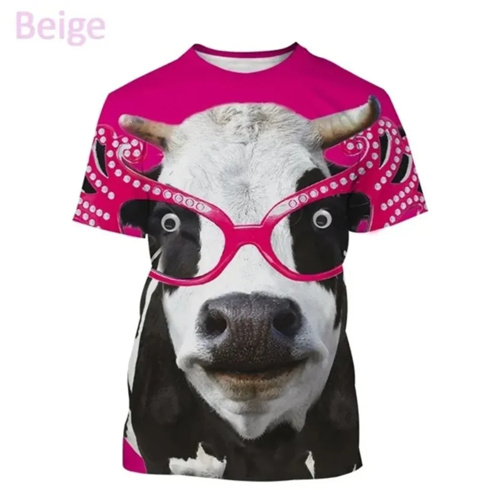 Men's Vintage 3D Cow Print Sport T-Shirt - Quick-Drying and Breathable Outdoor Casual Family Fashion for Children, Summer Wear