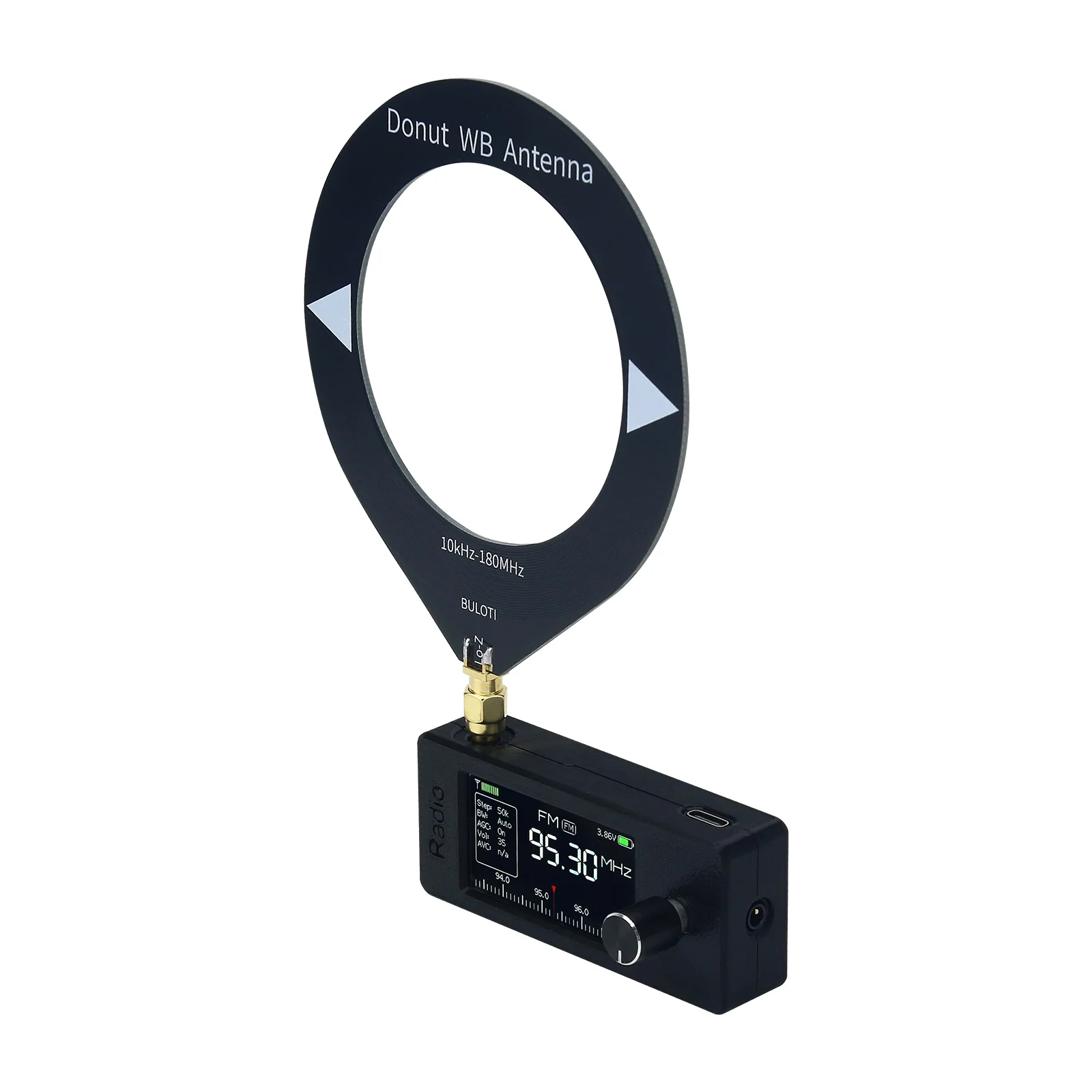 HamGeek Mini SI4732 0.5-108MHz Portable Radio LSB USB AM FM All Band Radio with Donut WB Antenna