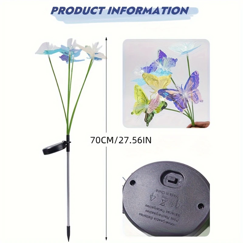 6 المصابيح تعمل بالطاقة الشمسية فراشة الألياف البصرية حصة فناء ضوء مقاوم للماء قابلة للشحن في الهواء الطلق حديقة ديكور لحديقة ساحة المناظر الطبيعية #5