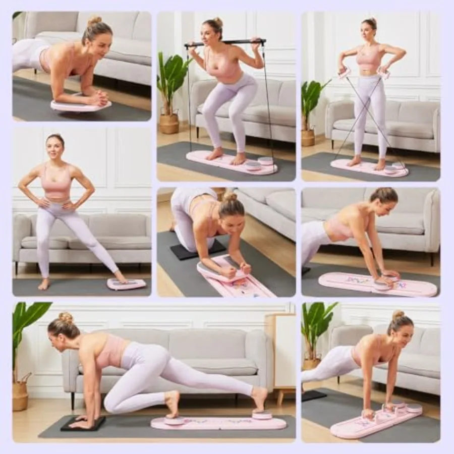 Foldable Portable Pilates Reformer Board for Home Gym and Studio Use Multi-Functional Core Strength Training Tool in Black with - Image 6