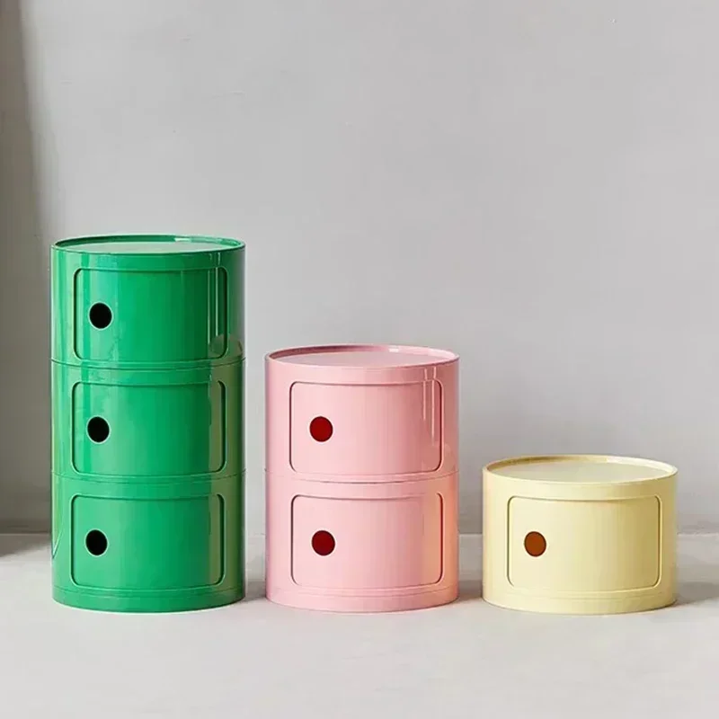 

Customizable Living Room Sofa Side Bedside Cabinet Stand Round Storage Mueble Dormitorio Creative Night Tables Plastic Comodas