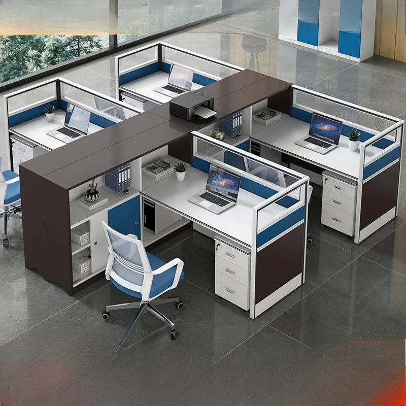 Modern simple office desk and chair combination office staff screen card space staff computer table furniture manufacturer