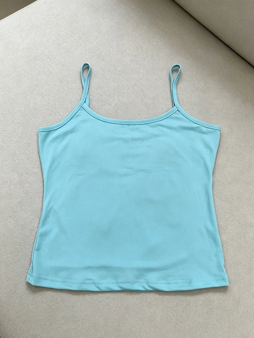 Y2K Mode Damen Einfarbige Camisole Tops mit Rückenflügel-Pailletten-Design, Schlanke Kurze Ärmellose Tanktops mit Spaghettiträgern für den Sommer und Clubwear – Detail 6